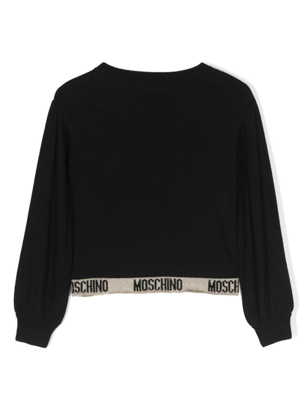 Maglione nero bambina con logo