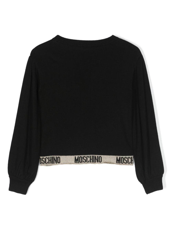 Maglione nero bambina con logo