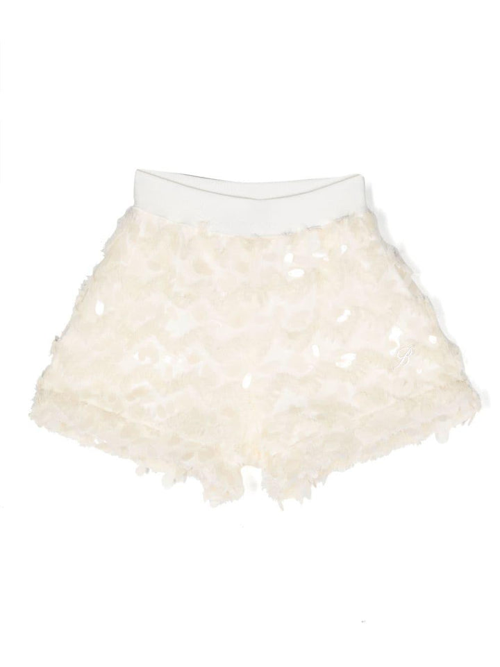 Shorts bianco avorio bambina con ricamo