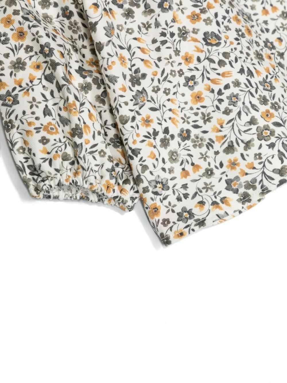 Camicia bianca e multicolor neonata con stampa a fiori