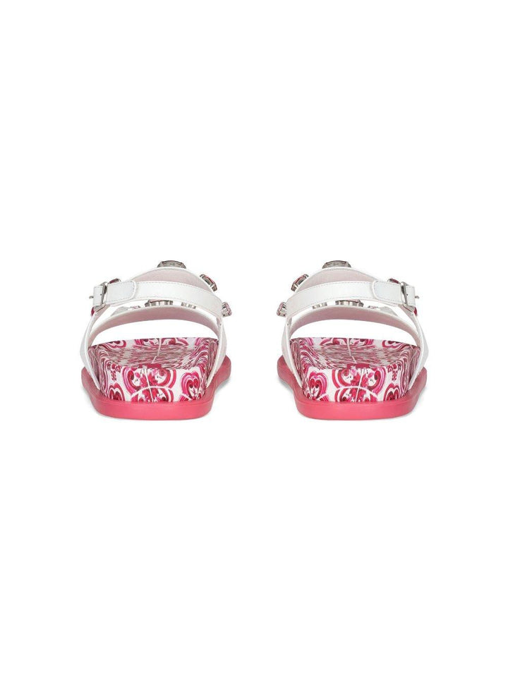Sandalo bianco e rosa bambina con applicazioni e stampa maiolica