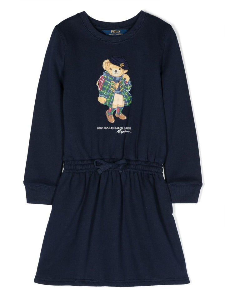 Abito blu bambina con stampa 312916767 002 RALPH LAUREN KIDS 