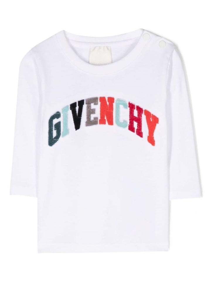 T-shirt bianca neonato con stampa multicolor