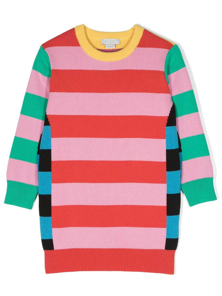 Abito multicolor bambina con stampa a righe