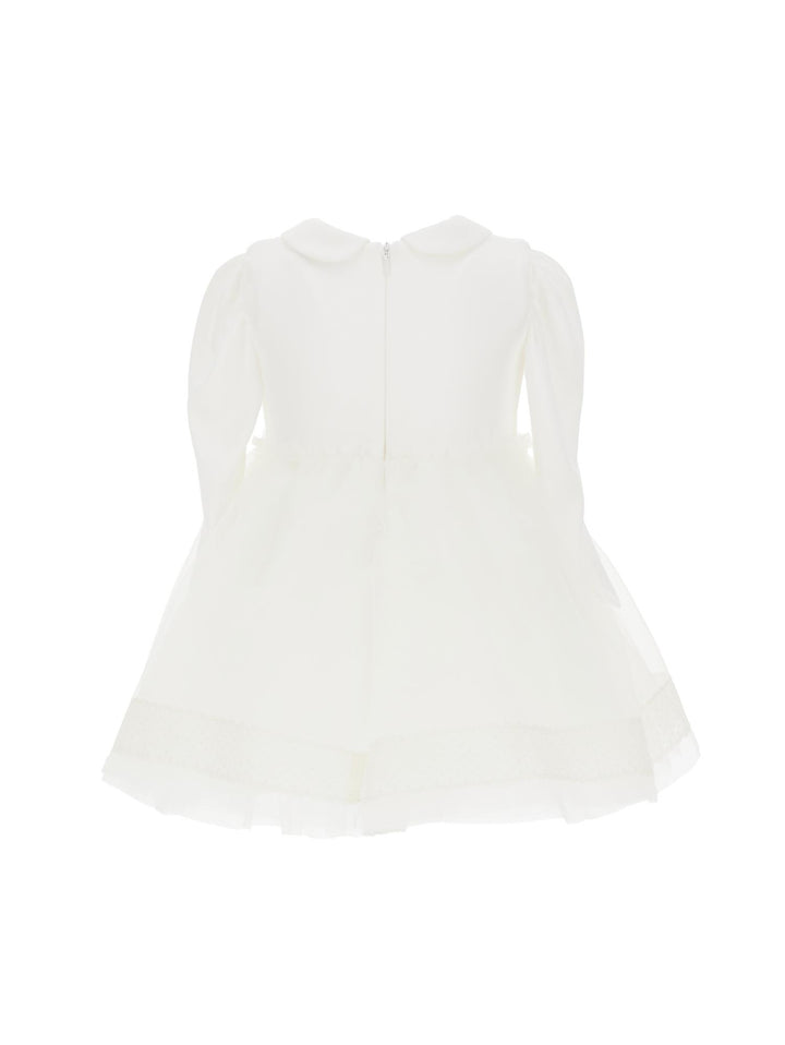 Abito bianco neonata in tulle a maniche lunghe