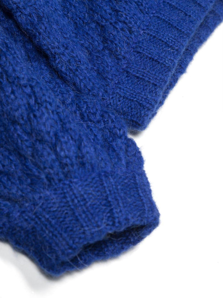 Maglia blu bambina,con trama ricamata