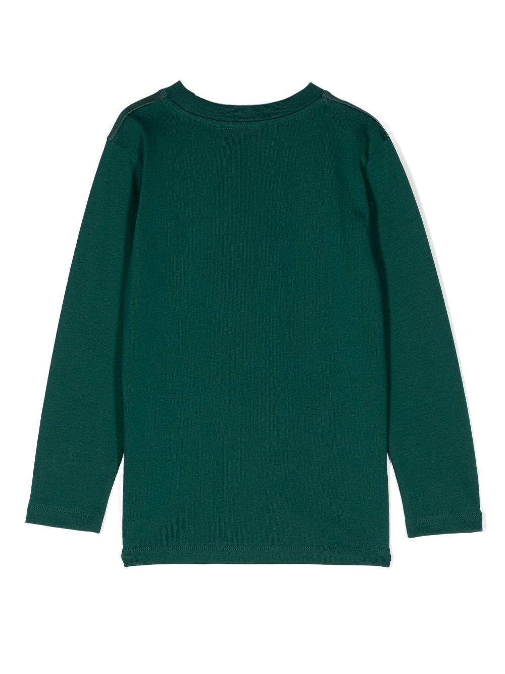 Felpa verde bambino con stampa frontale