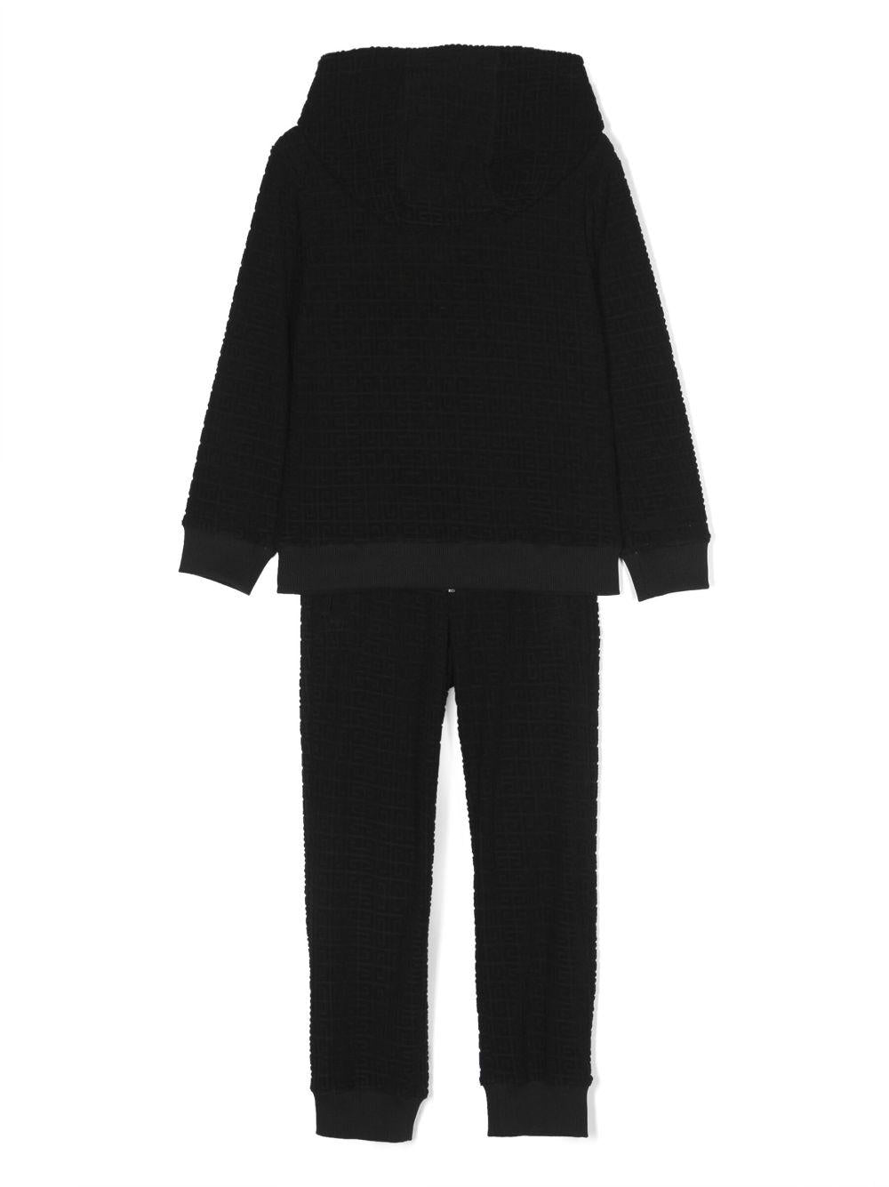 Completo sportivo nero bambino con felpa con cappuccio e zip e pantalone H28015 09B Givenchy Kids 