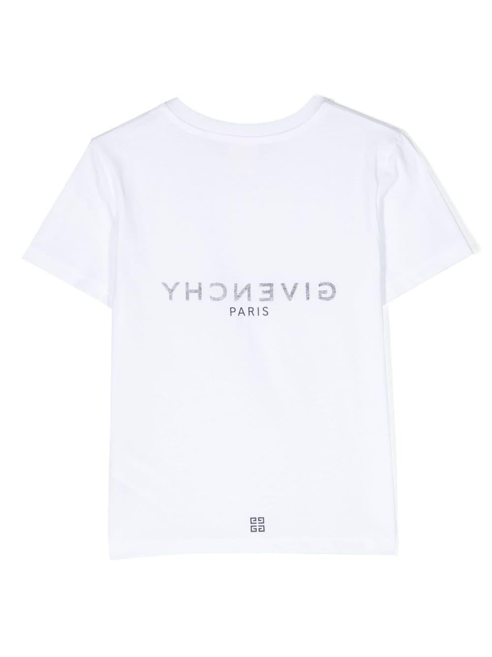 T-shirt bianca bambino con logo stampato nero H25446 10P Givenchy Kids 