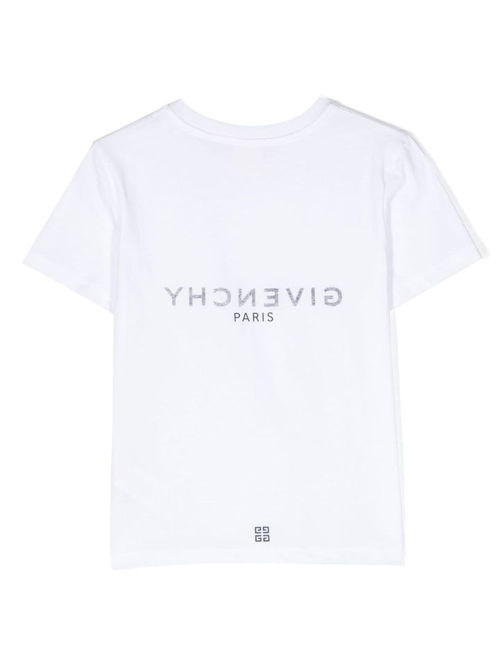 T-shirt bianca bambino con logo stampato nero H25446 10P Givenchy Kids 