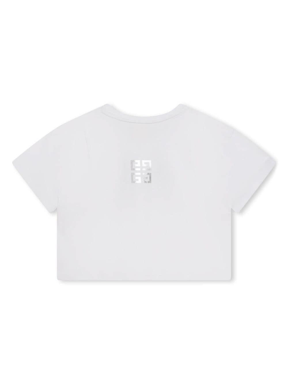 T-shirt bianca bambina con stampa argento H15333 10P Givenchy Kids 