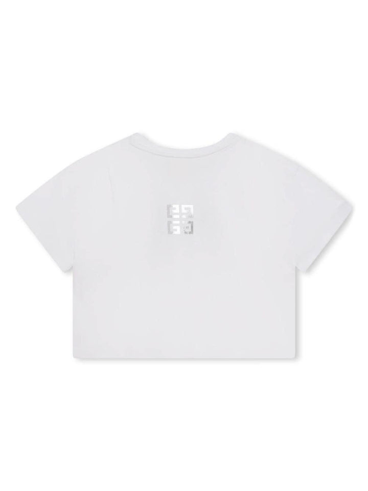 T-shirt bianca bambina con stampa argento H15333 10P Givenchy Kids 