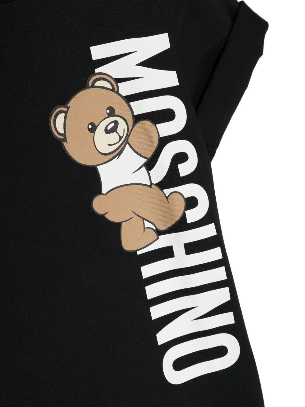 t-shirt nera bambina HVM03RLAA02 60100 MOSCHINO KIDS 