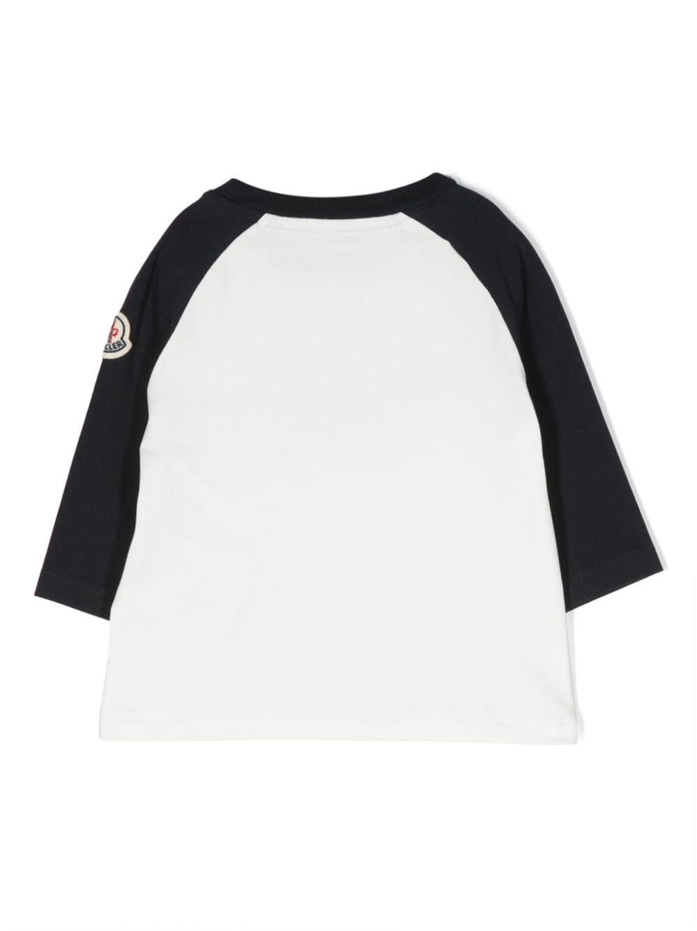 Maglia bianca e blu neonato,stampa frontale 8D000088790N F07 Moncler Kids 