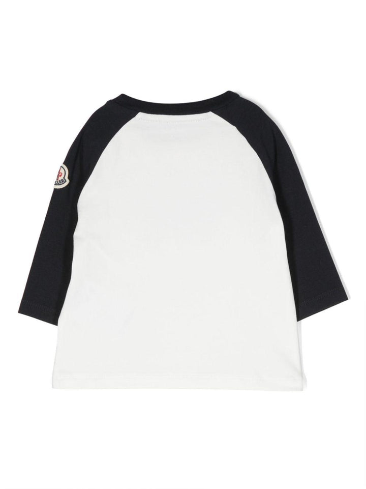 Maglia bianca e blu neonato,stampa frontale 8D000088790N F07 Moncler Kids 