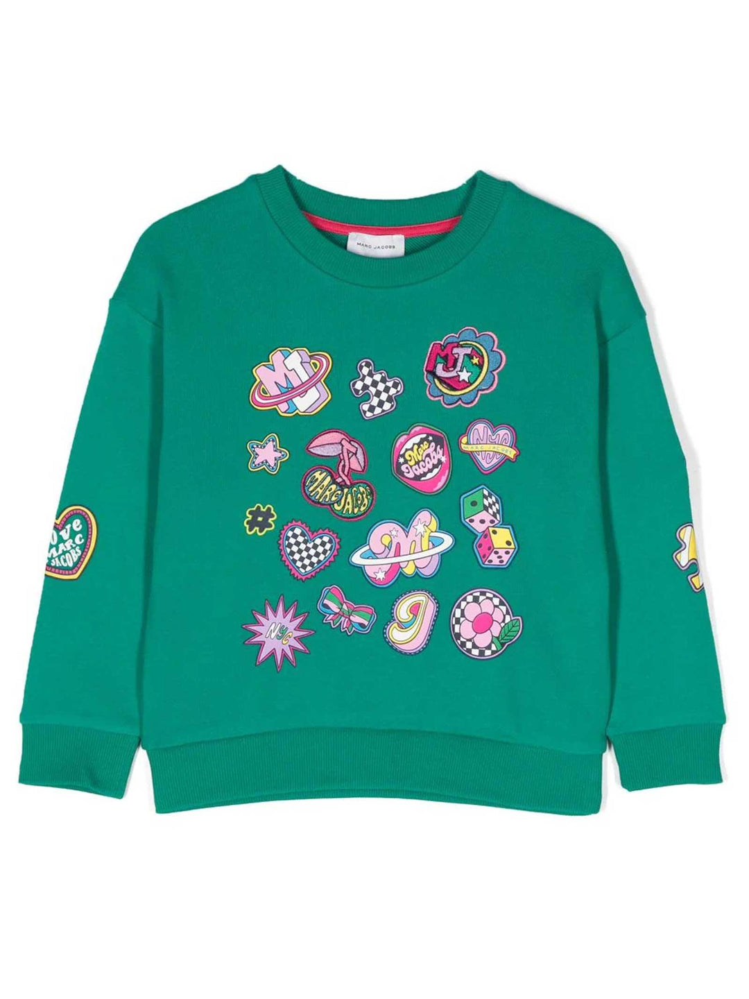 Felpa bambina verde con patches W15685 714 Marc Jacobs Kids 