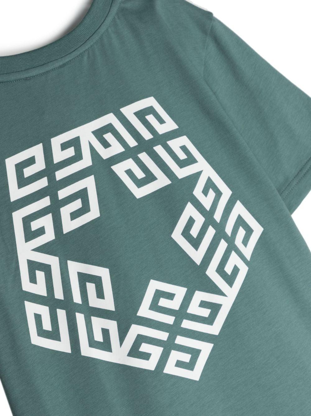 T-shirt verde bambino con stampa bianca H25447 630 Givenchy Kids 