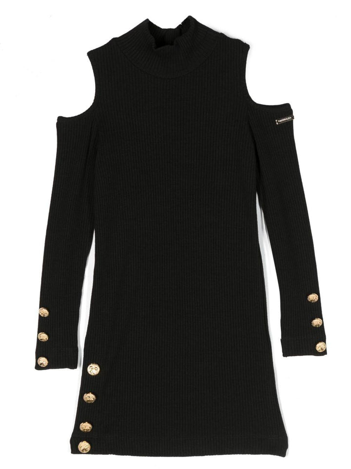 Abito a coste nero bambina con logo 41B9062213 0050 Monnalisa kids 