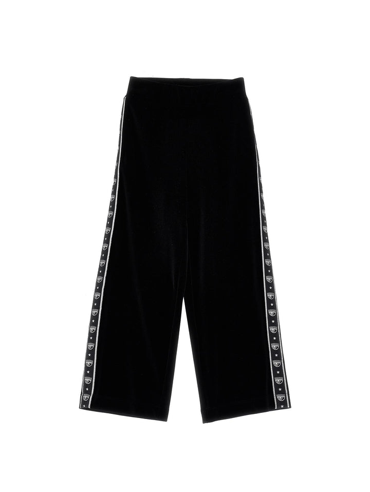 Pantaloni neri bambina con bande laterali logate