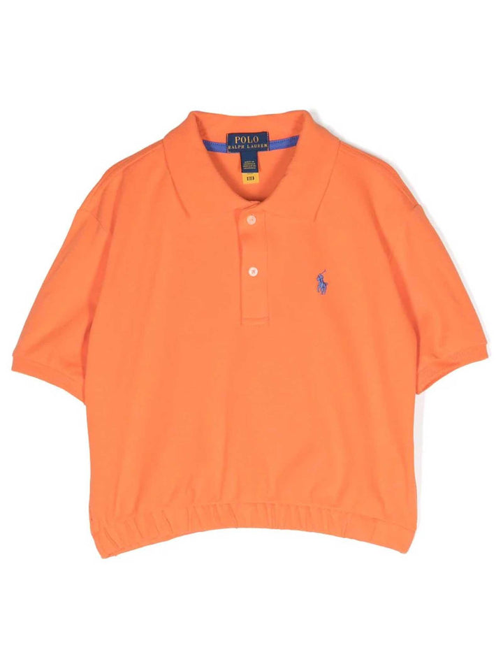 Polo arancione bambina con logo