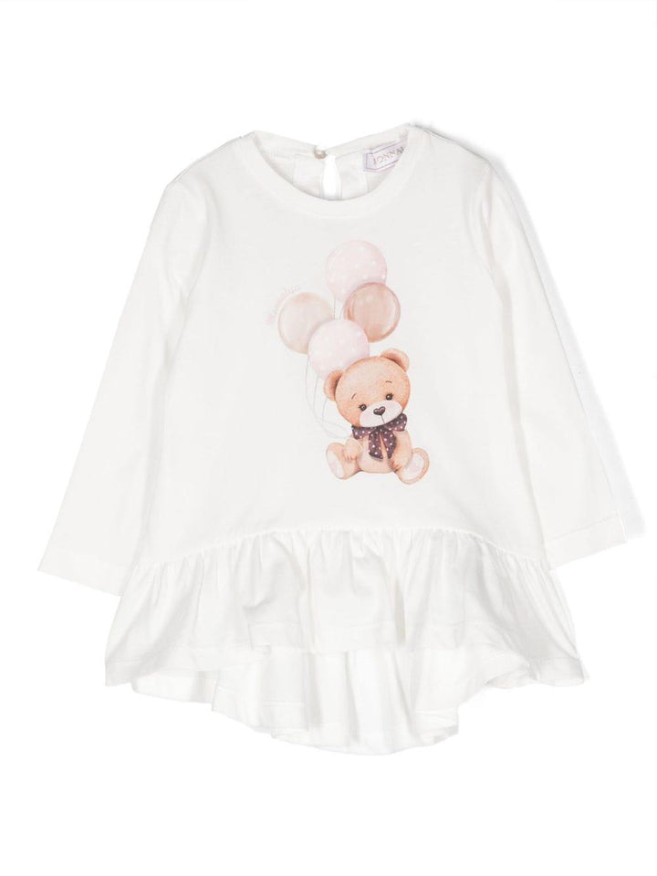T-shirt bianca neonata con stampa e gonna 39B6122011 0001 Monnalisa kids 