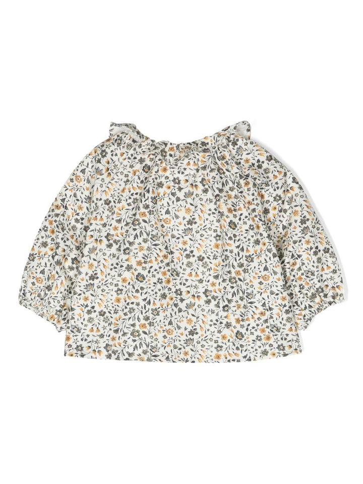 Camicia bianca e multicolor neonata con stampa a fiori