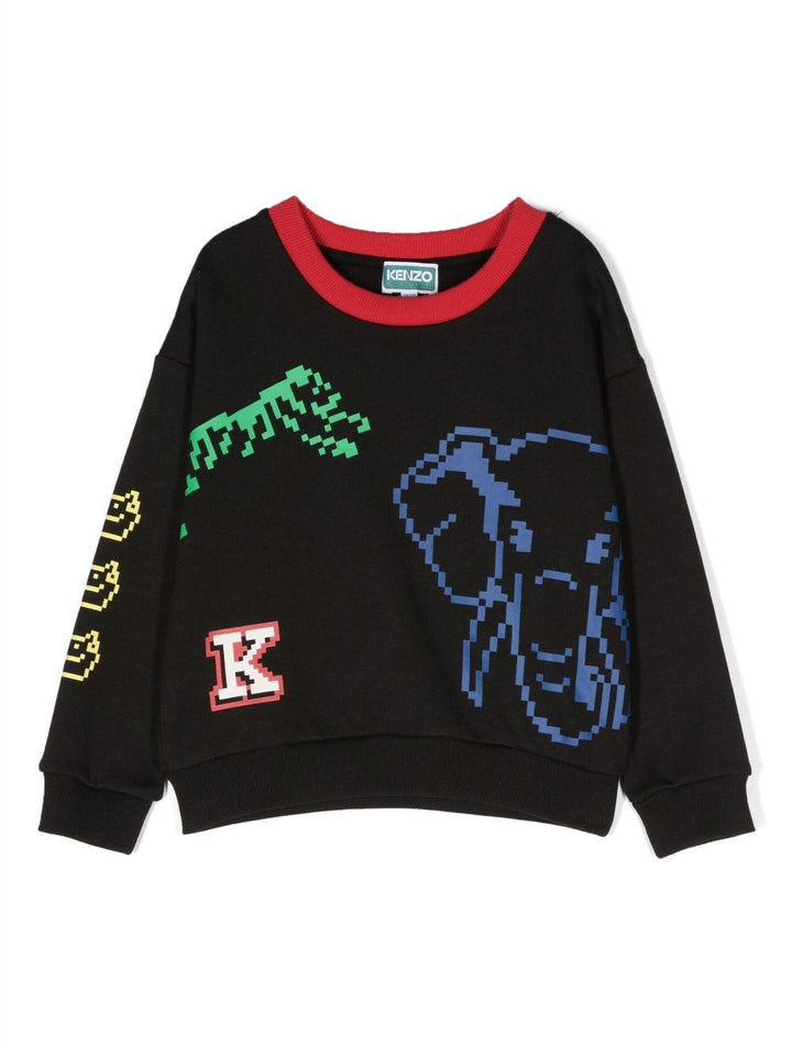 Felpa nera bambino K25848 095 KENZO KIDS 