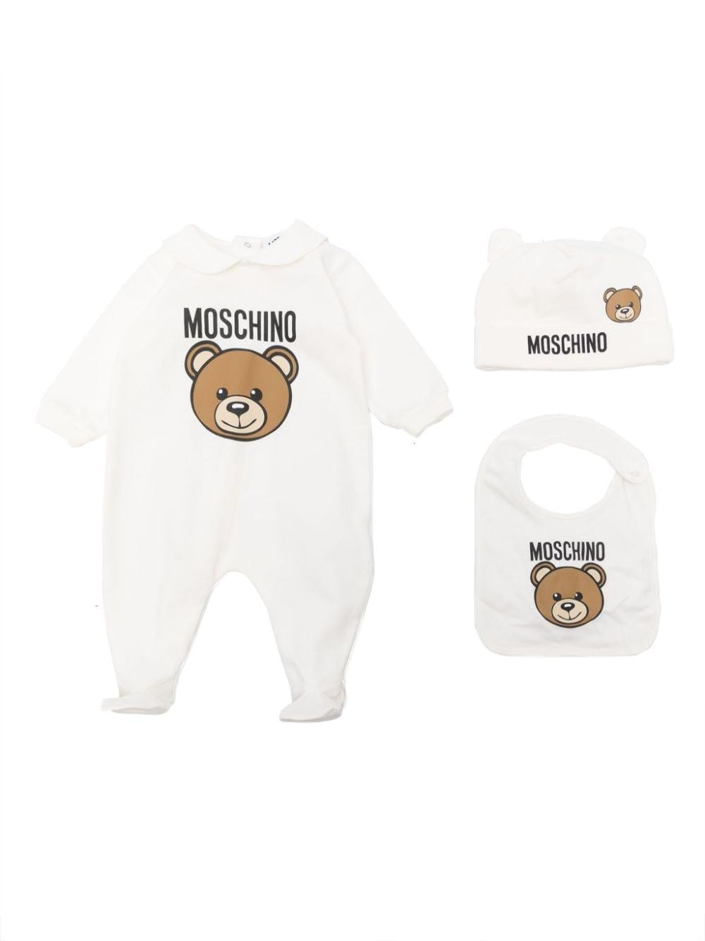 Set tutina bianca neonato MUY067LCA19 10063 MOSCHINO KIDS 