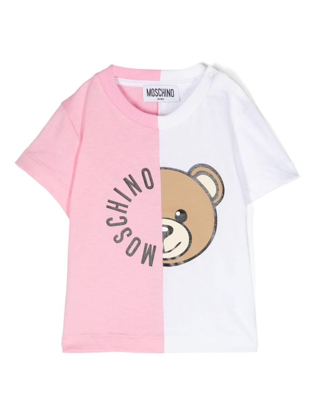 T-shirt rosa/bianco neonato