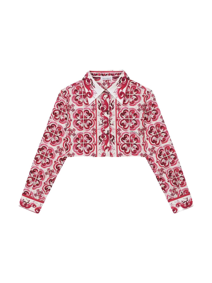 Camicia bianco/fucsia bambina