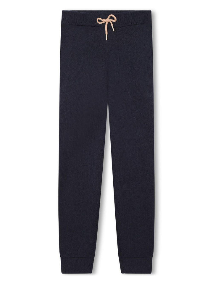 Leggings blu bambina con ricamo