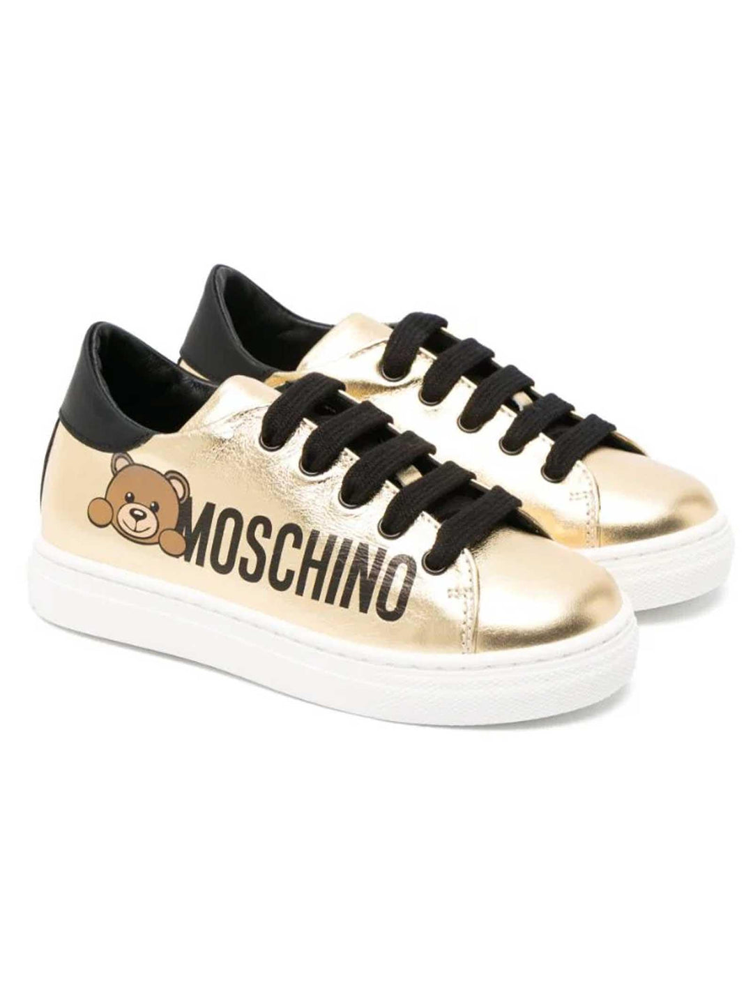 Sneakers oro con dettagli neri 75856 VAR01 MOSCHINO KIDS 