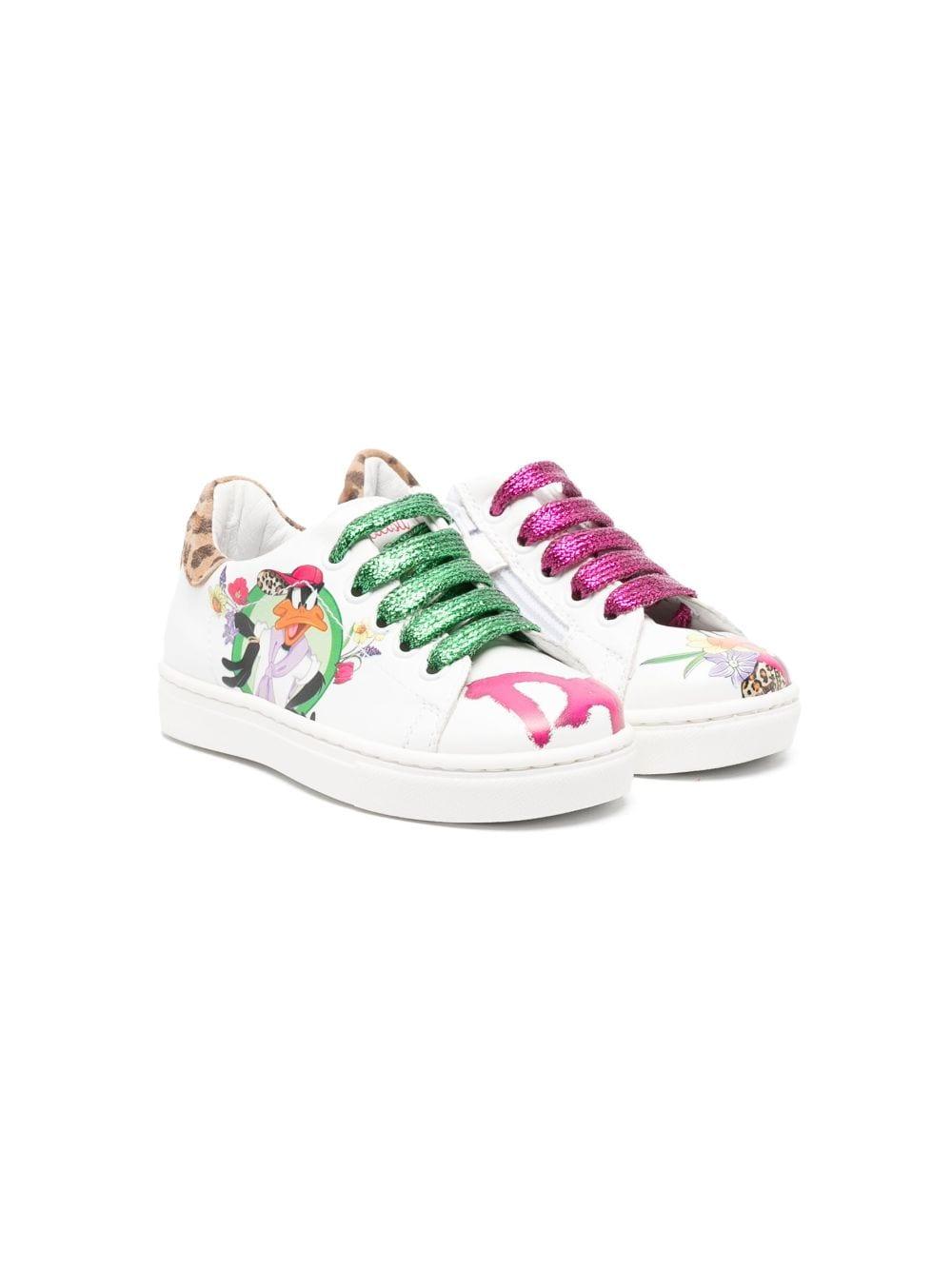 Sneakers bianche con stampa multicolor 8CB0132703 0184 Monnalisa kids 