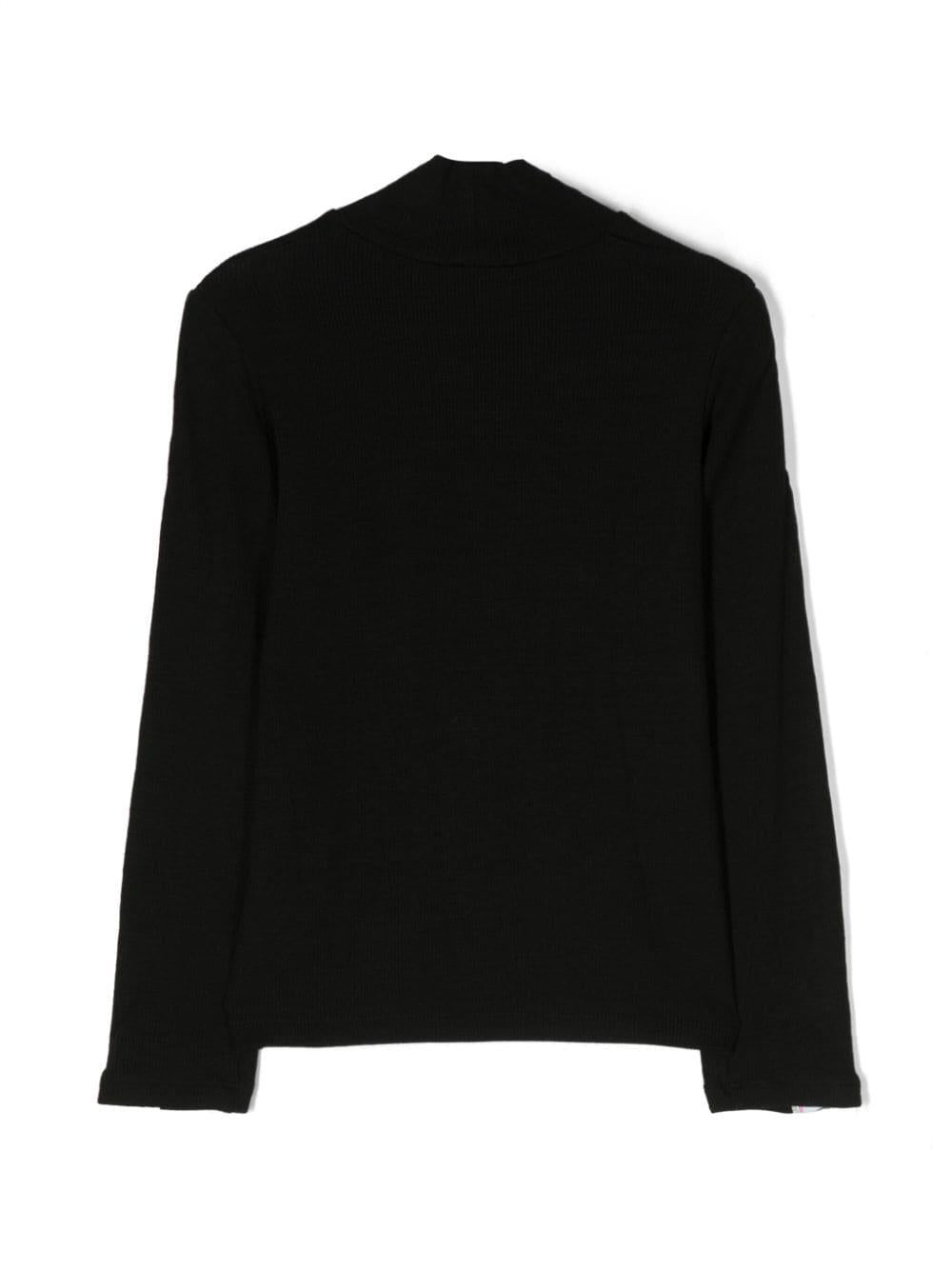 T-shirt nera bambina con bande laterali logate