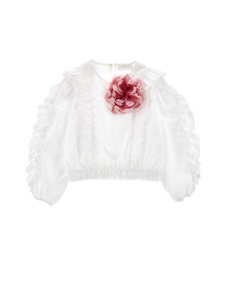 Blusa bianca bambina con ruches