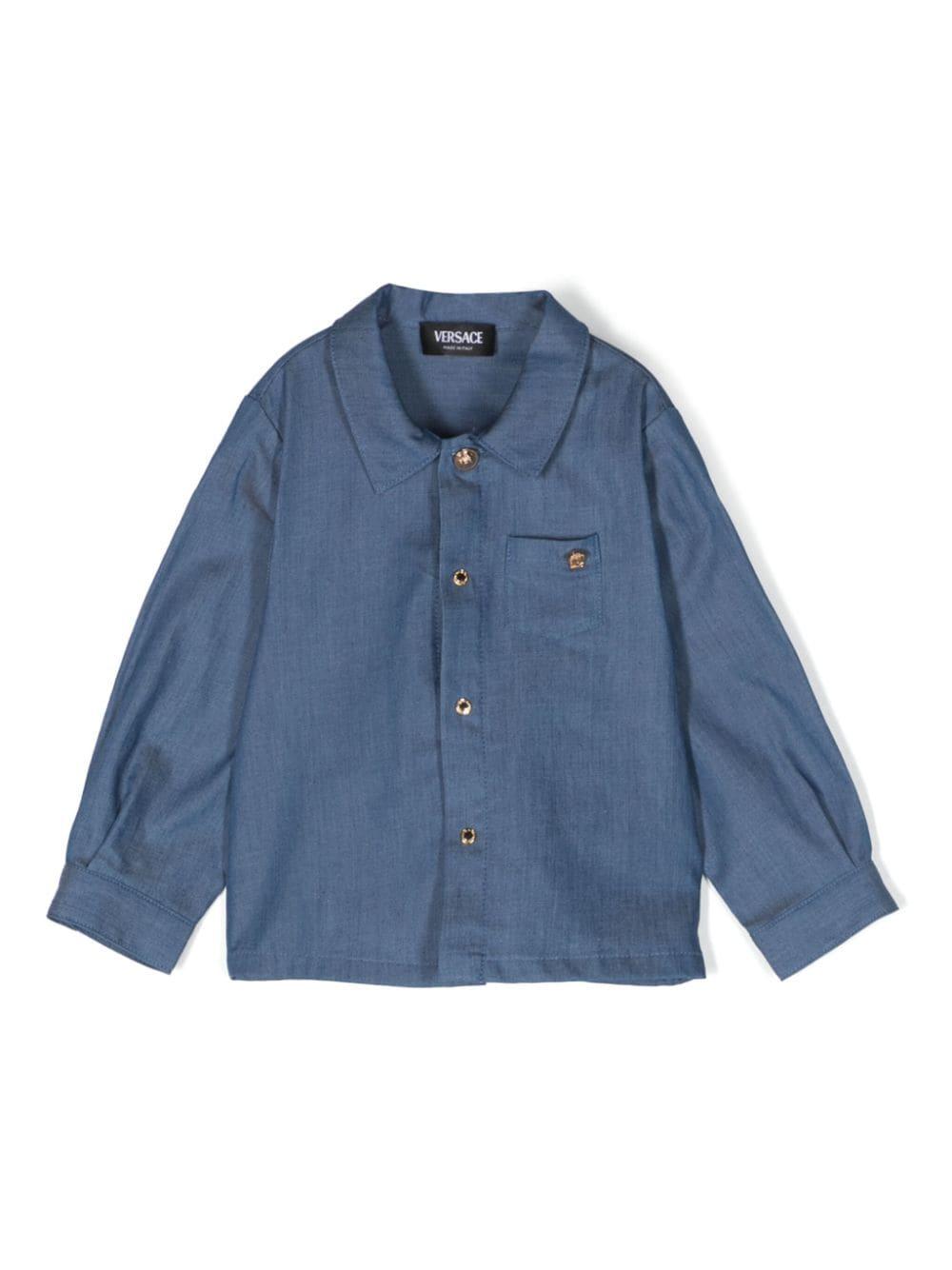 Camicia denim blu neonato