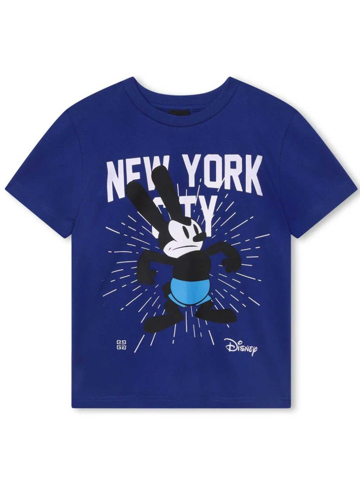 T-shirt blu bambino con stampa<BR/> H25454 841 Givenchy Kids 