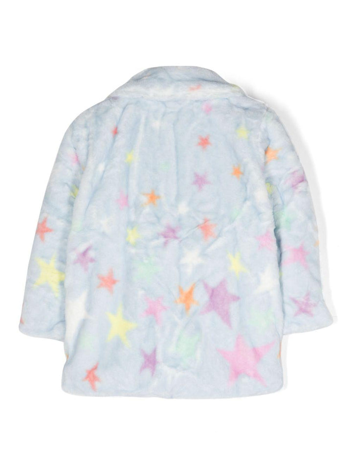 Giacca bambina in shearling con stampa multicolor