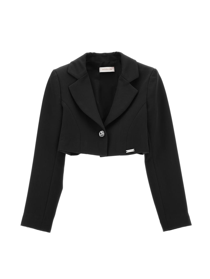 Giacca nera bambina con patch logo 71B1042303 0050 Monnalisa kids 