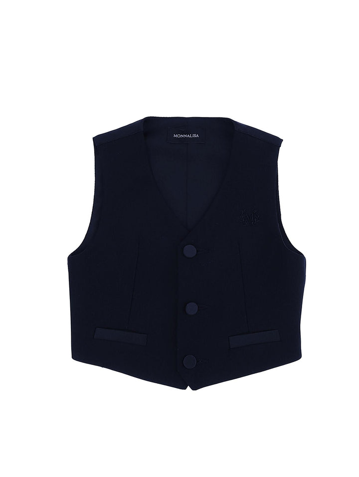 Gilet blu bambino con logo 25B2002354 056S Monnalisa kids 