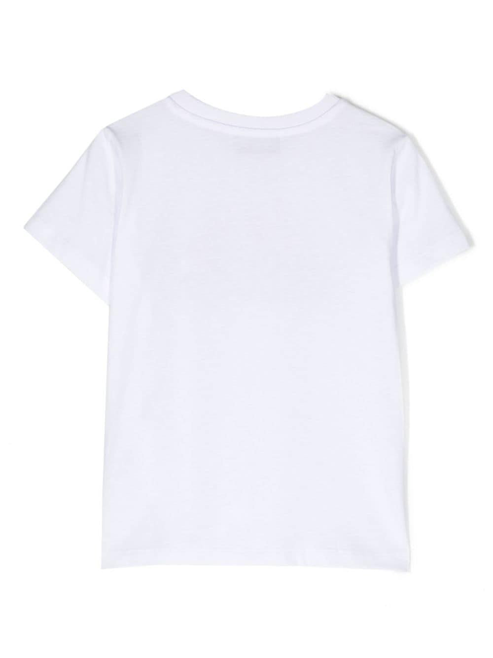 T-shirt bambina bianca/nera HMM04KLAA03 10101 MOSCHINO KIDS 