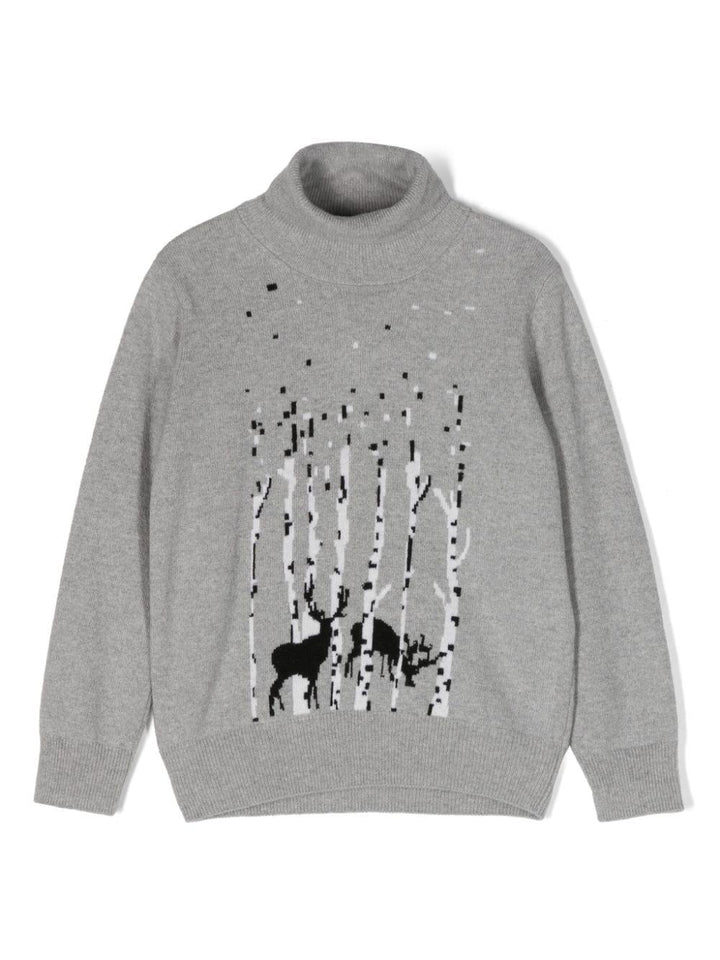 Maglione grigio bambino con stampa