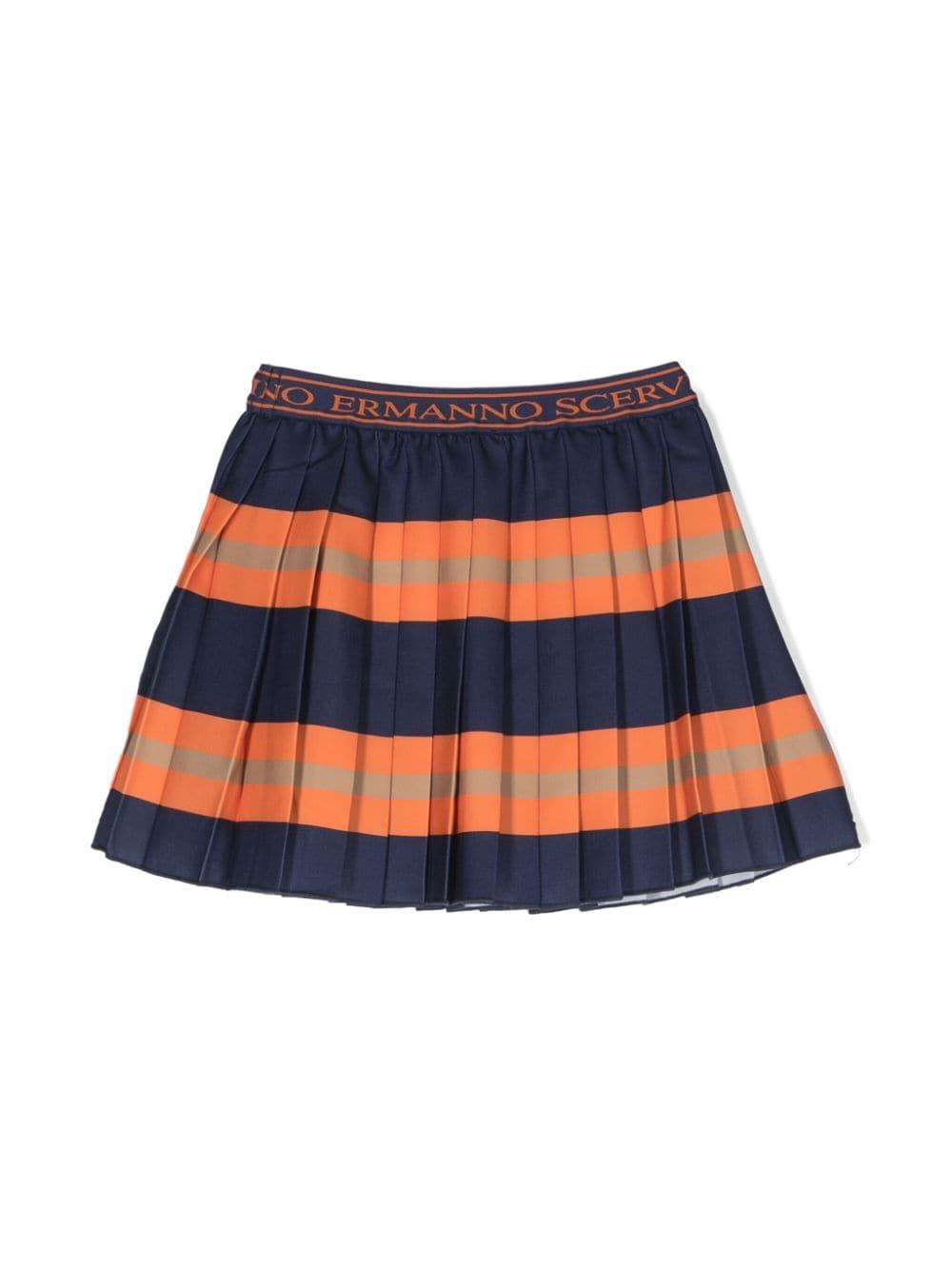 Gonna a righe multicolor bambina con logo