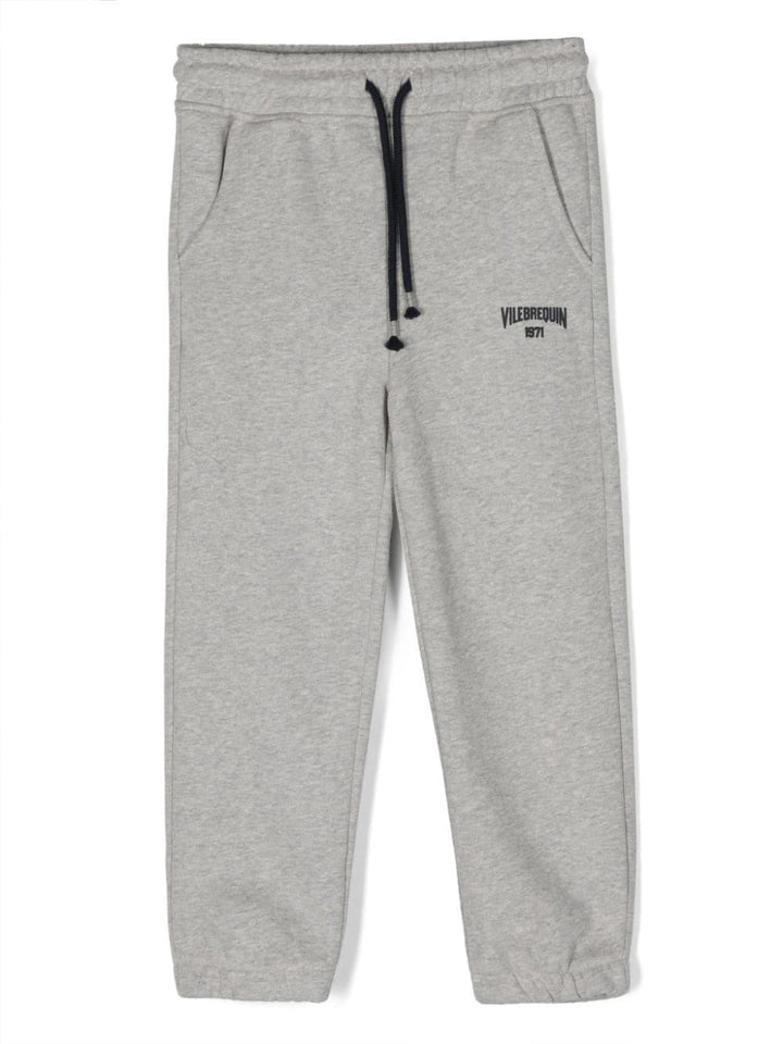 Pantaloni sportivi grigio cenere bambino con logo