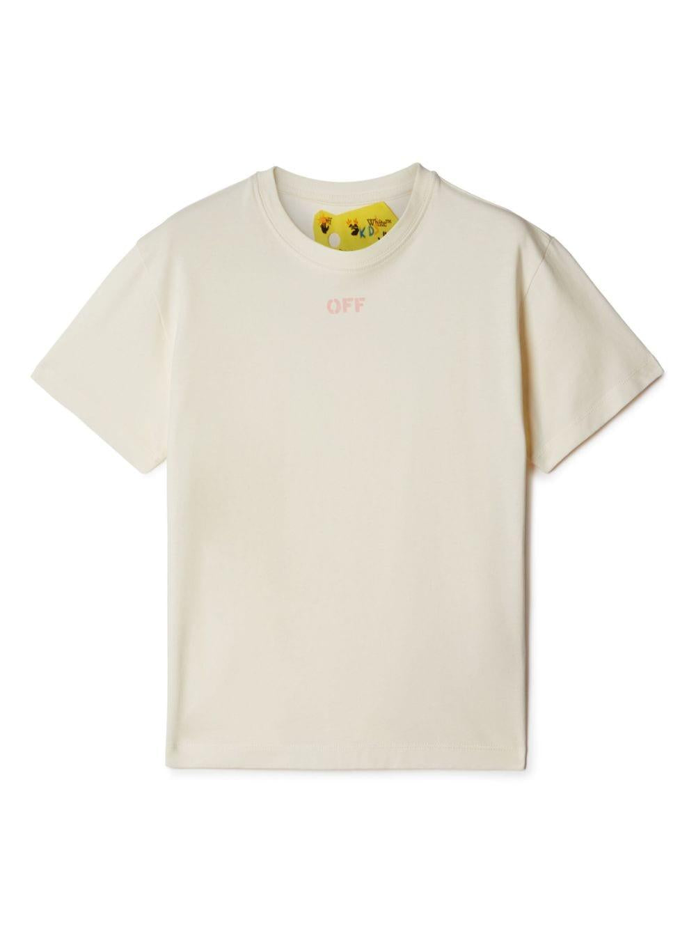 T-shirt bianca bambina con logo rosa stampato OGAA001F23JER002 0330 off-white kids 