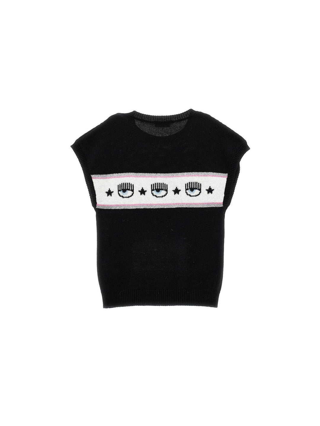 Maglia nera smanicata con stampa logata