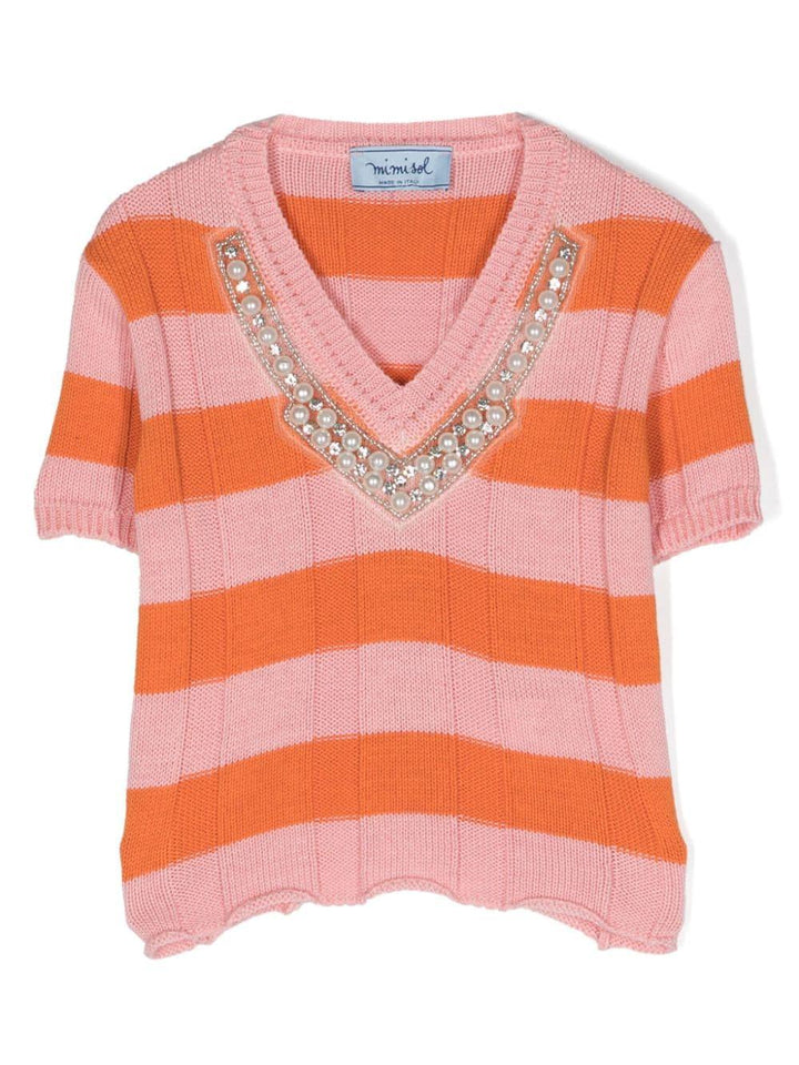 Top arancione/rosa bambina