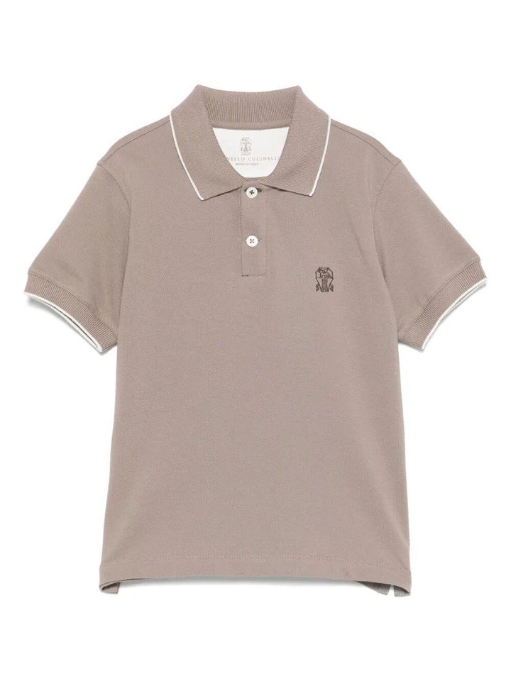 polo marrone bambino BE854T315 COC13 Brunello Cucinelli Kids 