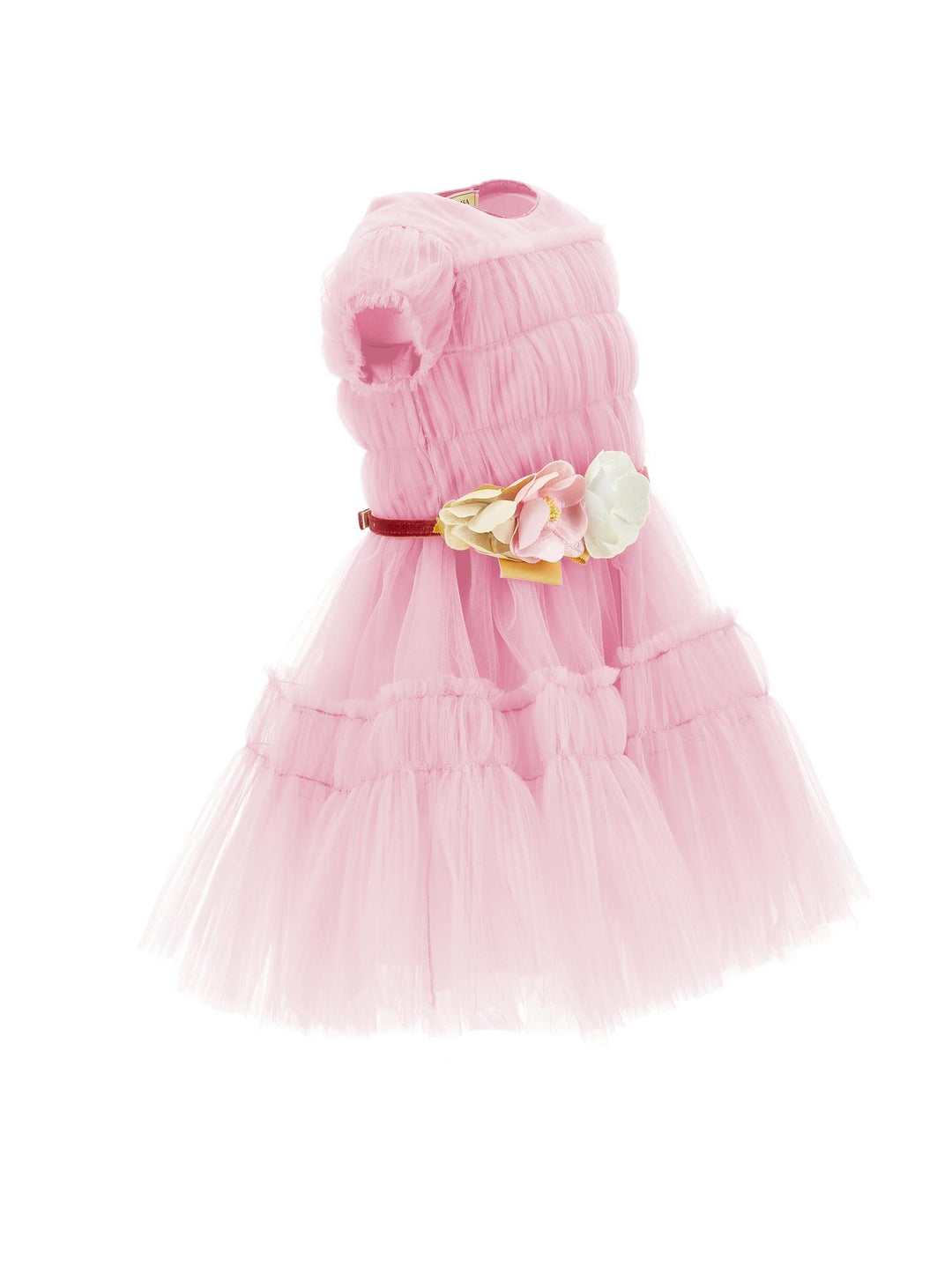Abito rosa bambina in tulle con applicazione alla cintura 19B9002037 091S Monnalisa kids 