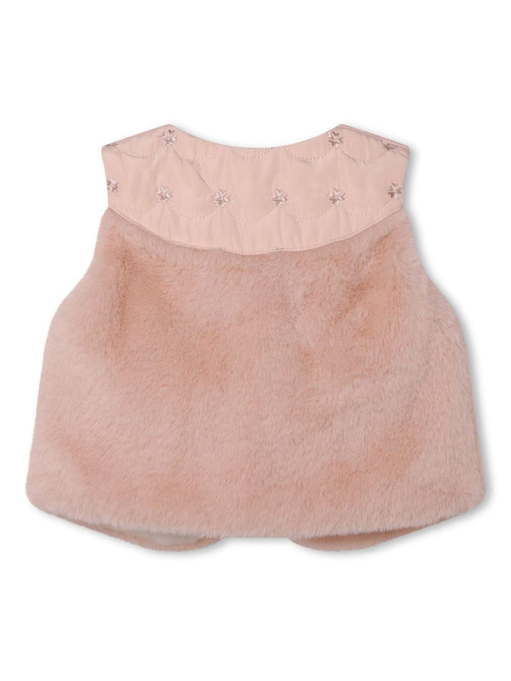 Gilet rosa neonata con ricamo fiori